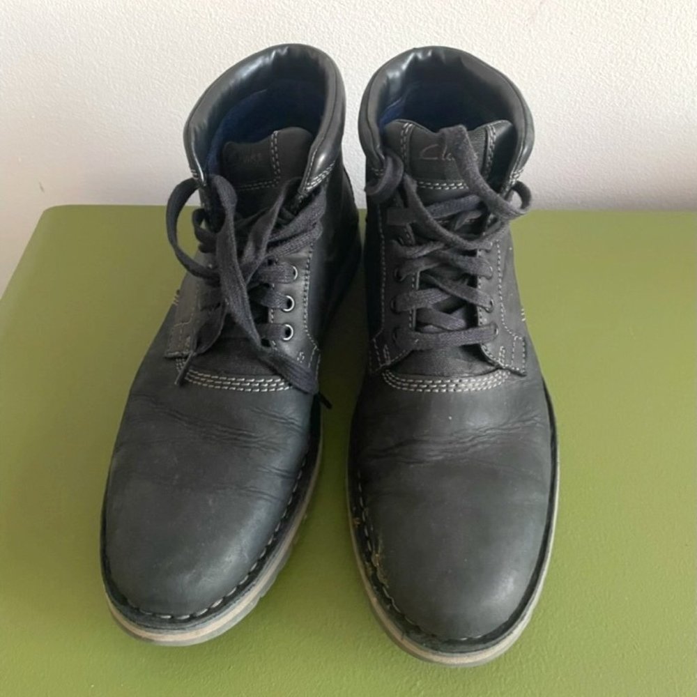 Clarks Black Leather Combat Boots